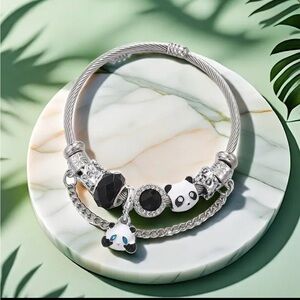 Silver Panda Charm Bracelet
